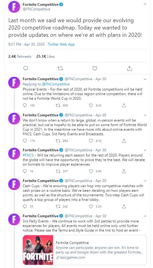 fortnite world cup cancelled